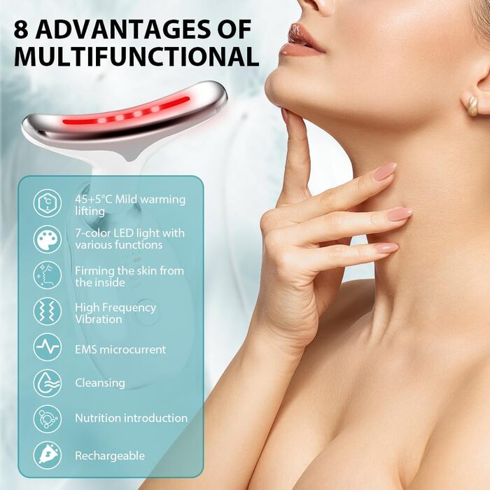 Масажер для обличчя проти зморшок, 3-в-1 пристрій для краси обличчя, 45 V Face Beauty Meter пристрій для обличчя для підтяжки та підтяжки шкіри, EMS масаж обличчя для жінок чоловіків V Shape Face пристрій