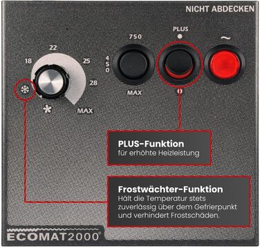 Мобільний тепловентилятор 230В 450Вт / 750Вт / 1800Вт терморегулятор автоматичне вимкнення антрацит, 2000 Classic Plus