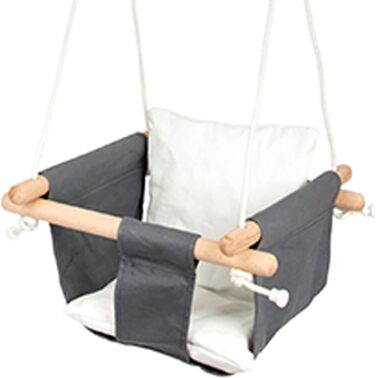 Гойдалка для маленьких ніжок Baby Swing Comfort з дерева та тканини, з регульованими мотузками, для приміщень, від 18 місяців, 115