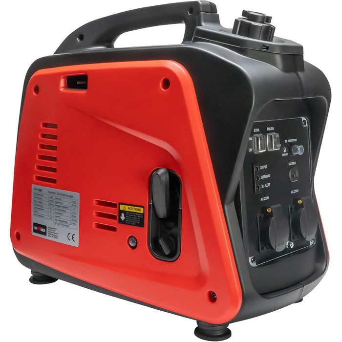 Інверторний генератор Grafner потужністю 2200 Вт (2 кВт безперервної потужності), бензиновий 4-тактний, 2 шт. 230 В, інверторна технологія для чутливих пристроїв, легкий та міцний, цифровий бензиновий генератор з аварійним живленням