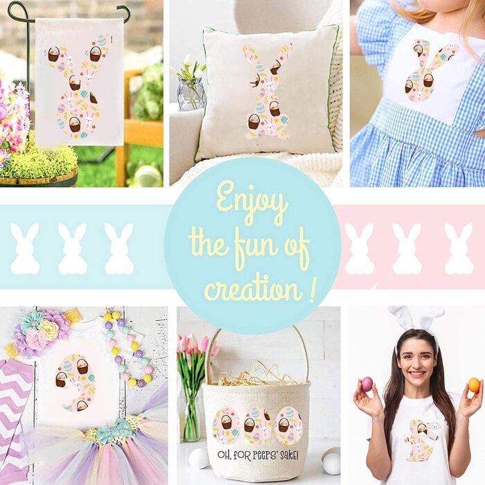 Вініл з теплопередачею - вінілова плівка 10 HTV Easter Bunny Motif Плівка для рукоділля HTV для прикраси футболок для рукоділля (C3), 12 шт., 10