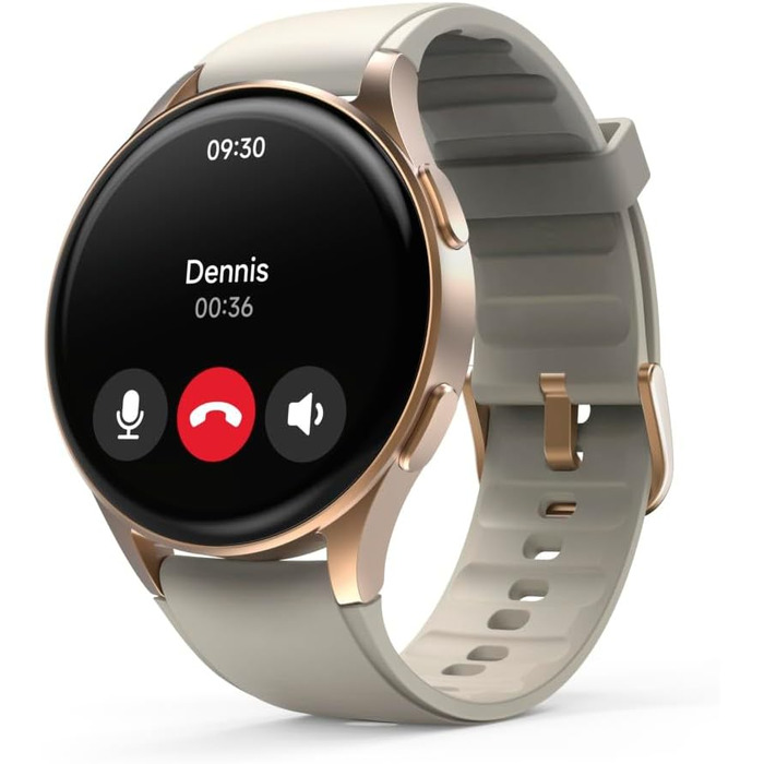 Розумний годинник Hama 8900 з GPS, водонепроникний IP68, функція телефону (сенсорний AMOLED-дисплей, голосове керування, спортивні режими, трекер сну, пульсометр, WhatsApp, годинник для бігу, пульсометр, фітнес-годинник) золотого кольору