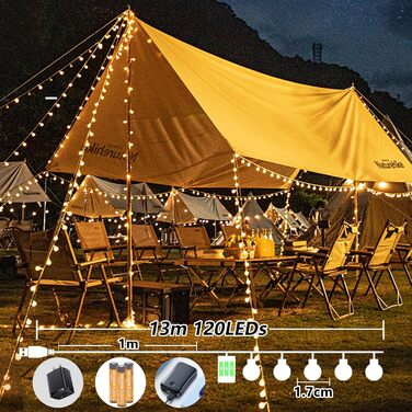 Казкові вогні 3-в-1 джерело живлення, 13M 100 світлодіодів казкові вогні акумулятор / usb / струм, 8 режимів і функція таймера, дл