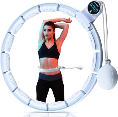 Переможець тесту WELLRELAXX Smart Hula Hoop Тихий і обертається з лічильником Хула-хуп з ваговим м'ячем Окружність 75-110см Шина Hullahub з м'ячем для веселих тренувань Хула-хуп для дорослих