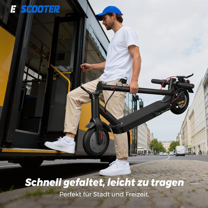 Електросамокат з дозволом на використання в дорожніх умовах, 10/8,5-дюймовий електросамокат, пікова потужність 500 Вт, максимальний запас ходу 40/30 км, подвійне гальмо та амортизація, підключення до додатку, складаний 3S, світлодіодне світло та світловід