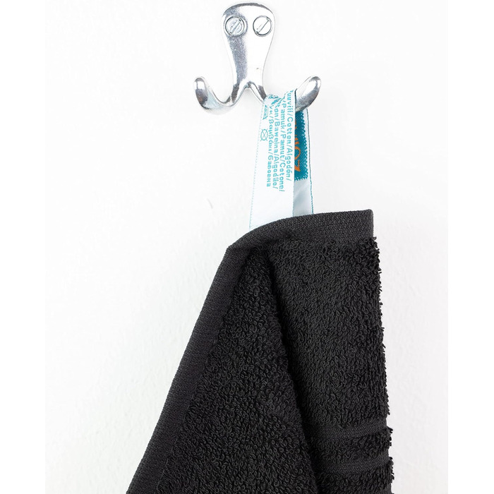 Набір ZOLLNER з 6 гостьових рушників розміром 40x60 см - сильно поглинаючі гостьові рушники чорного кольору - з практичною вішалко