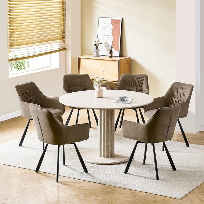 Комплект стільців для їдальні з 4 шт. , обертові крісла, поворот на 360, сучасне м&39яке крісло з оксамиту, стільці для їдальні, кухонне крісло, вітальня, кабінет, спальня, коричневий, 4 обертових крісла