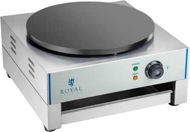 Млинниця Royal Catering RCEC-3000-E (Ø 40 см, 3 000 Вт, чавун з емальованим покриттям, нержавіюча сталь, висувний лоток розподільник тіста)