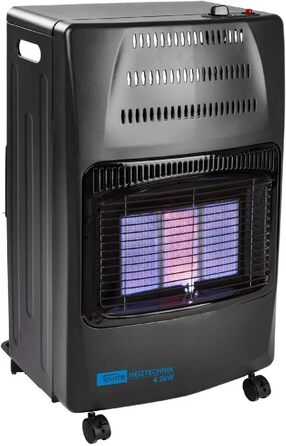 Газовий обігрівач Gde GGH 4200 K (4200 Вт, 3 рівні нагріву, п&39єзорозпалювання, портативний, робочий тиск 50 мбар, керамічні нагрівальні елементи, термозапобіжник, 4 фіксуючі ролики, вкл. газовий шланг та регулятор тиску)