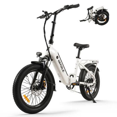 Складаний електровелосипед VT4 20 дюймів з акумулятором 36 В 13 Аг, 20x3,0 дюйми, шини для фетбайка, електровелосипед, що відповідає стандартам ЄС, для чоловіків та жінок, білий