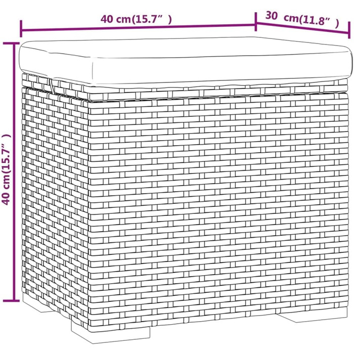 Табурет з подушкою 2 шт., Пуф для садового патіо, Табурет з металевим каркасом, Садовий табурет Відкритий табурет для ніг, коричневий полі ротанг
