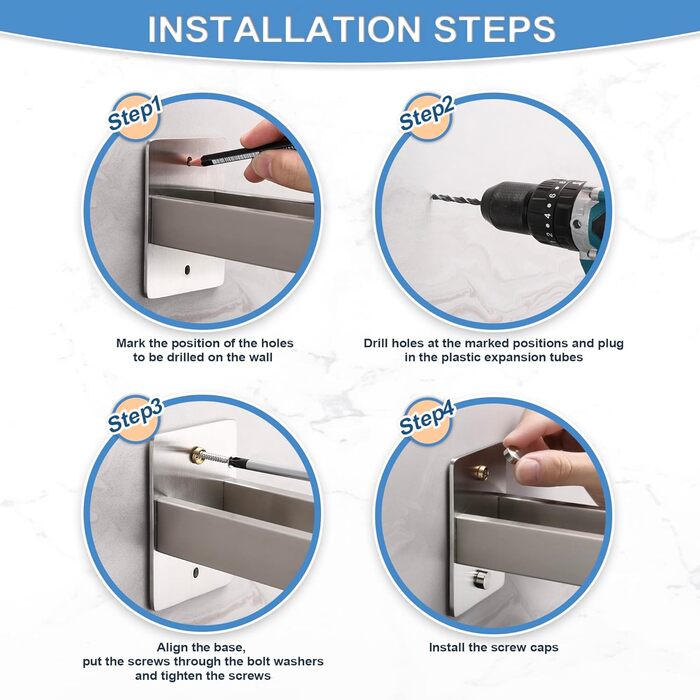 Тримач для рушників Dvocel Рушникотримач свердління квадратного рушника подвійний 304 з нержавіючої сталі срібний рушникотримач з