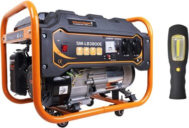 Бензиновий генератор Strahlemann Combo Set з COB-підсвічуванням Мобільний генератор 230 В 3,3 кВт 3300 Вт 50 Гц Аварійний генератор 7 к.с. 4-тактний бензиновий двигун 210 куб.см з повітряним охолодженням 1-фазний бензиновий генератор