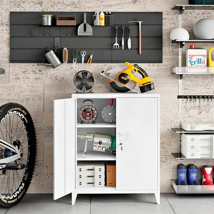 Шафа для документів, що замикається, багатоцільова металева шафа, сталева шафа для інструментів, офісна шафа з 2 дверима, шафа для майстерні, невелика шафа, шафа для зберігання речей, картотечна шафа, біла