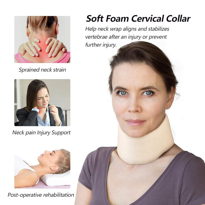 М&39який пінопластовий бандаж для шиї, універсальний бандаж для шиї, регульована підтримка шиї для сну полегшує біль у шиї (білий, глибина коміра 7,7 см, M) M (висота 7,7 см) білий