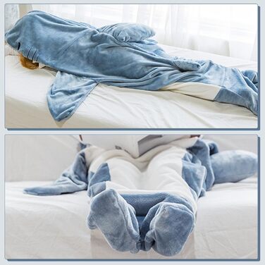 Ковдра з акулою для дорослих - ковдра з акулою, яку можна носити, затишна фланелева ковдра з акулою, затишна піжама, один розмір, худі з акулою - супер м&39яка та затишна