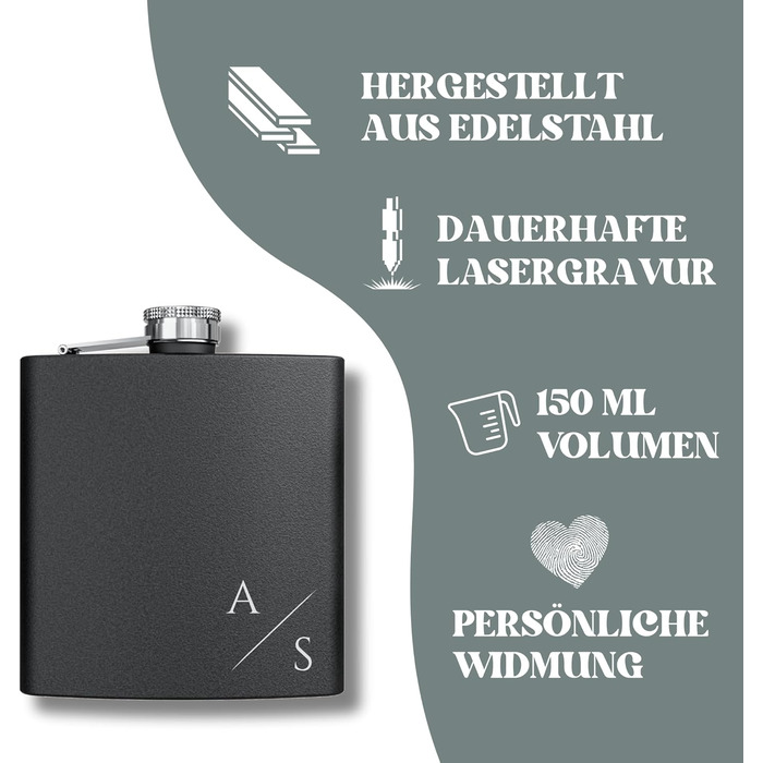 Набір фляжок з гравіюванням - Персоналізований з іменем - Ідея подарунка для весілля та чоловіків - Нержавіюча сталь (Дизайн 8)