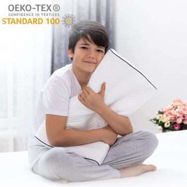 Ергономічна дитяча подушка 66x33 Oeko-Tex Memory Foam Flat дитяча подушка для дітей та малюків від 2 років (60 x 30 x 6/4 см)