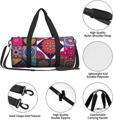 Спортивна дорожня сумка-мішок з візерунком Арабський Індіанець у клітинку, чорна, універсальний розмір, сумка для подорожей та на ніч