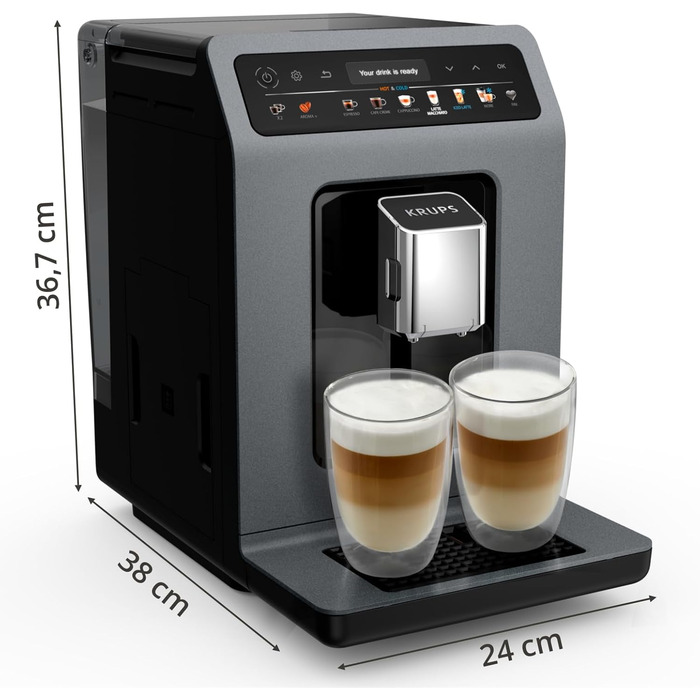 Кавомашина Krups Evidence Hot & Cold 18 видів напоїв (гарячі та холодні), One-Touch Cappuccino, молочна система, автоматичне очищення, швидкий розігрів, EA898GF0