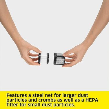 Акумуляторний ручний пилосос Krcher CVH 2, компактний і легкий пилосос для швидкого прибирання крихт, контейнер для пилу 0,15 л, в