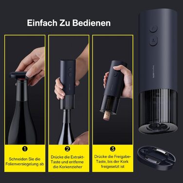 Електричний штопор HOTO, автоматичний відкривач для пляшок, відкривачка для вина з різаком для фольги, відкривачка для винних пляшок, відкоркована 170 пляшок, 10 секунд миттєвого відкриття, подарунок для вечірок любителів вина