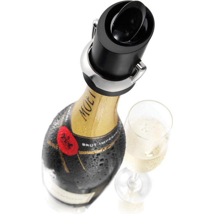 Пробка для шампанського з наливником і захистом від краплі, чорна, 18804606