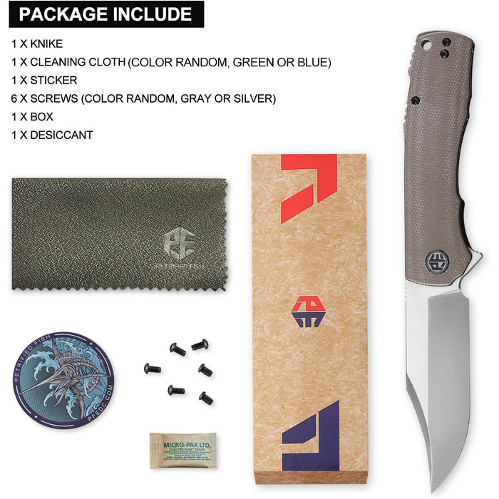 Складаний ніж PFP03 Victor, клинок зі сталі K110, лезо 3,58', рукоятка з мікарти, кишеньковий ніж EDC (хакі мікарта)