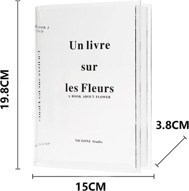 Книжкова ваза Kingbar, ваза для тюльпанів, прозора ваза для квітів, акрилова ваза для книг, прозора ваза для квітів, прикраса столу, вітальня для квіткових композицій і прикраси будинку, Clear-B