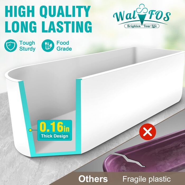 Контейнери для морозива Walfos 1,5 л і 8 226 г, набір, бонусні ущільнювальні стрічки зберігають силіконові кришки герметичними, багаторазові контейнери для морозива, штабельовані контейнери для морозильника - синій (набір з 6 предметів)
