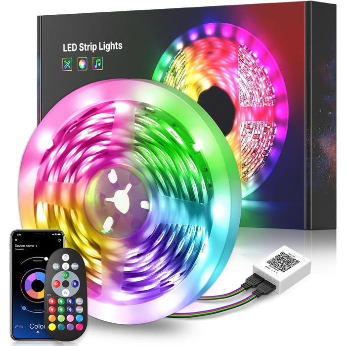 Світлодіодна стрічка 20 м, світлодіодна стрічка Bluetooth 20 м RGB світлодіодні казкові вогні з пультом дистанційного керування та
