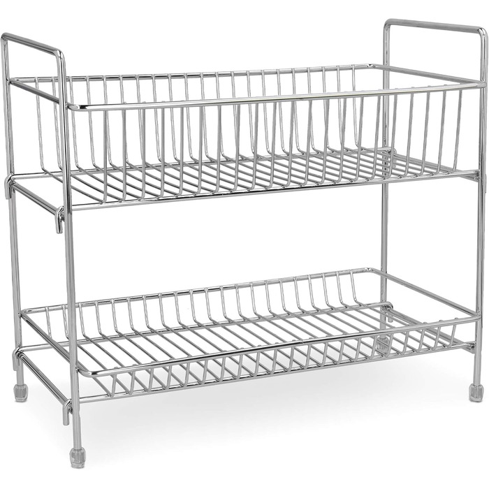 Рівнева підставка для спецій Navaris - Тримач для спецій, полиця для спецій - Окремостояча - Універсальний органайзер для кухні та ванної кімнати, Срібний, 2-