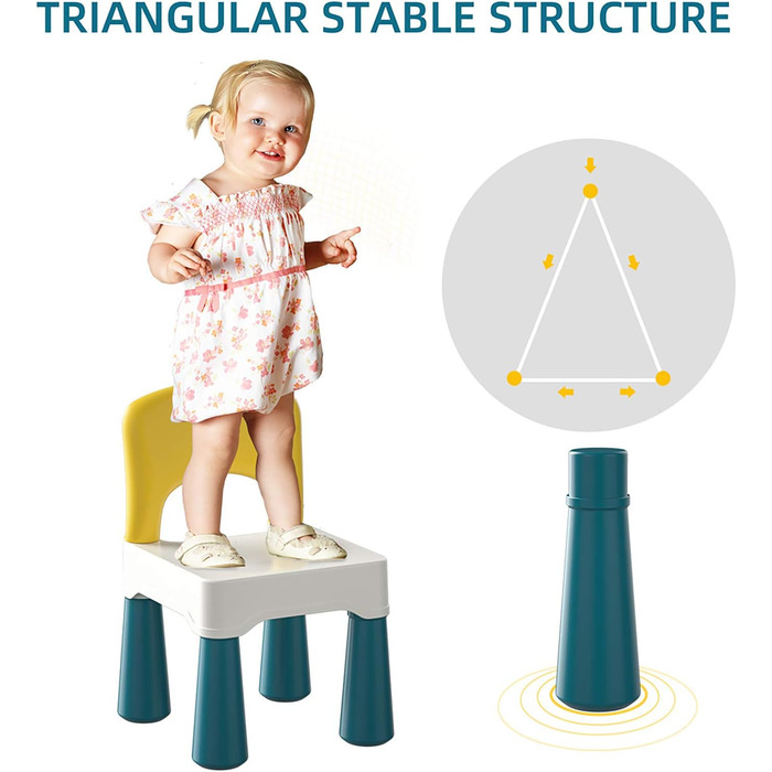 Пластиковий стілець burgkidz з вигнутою спинкою, ідеальне доповнення до дитячого ігрового столу для хлопчиків і дівчаток з будівел