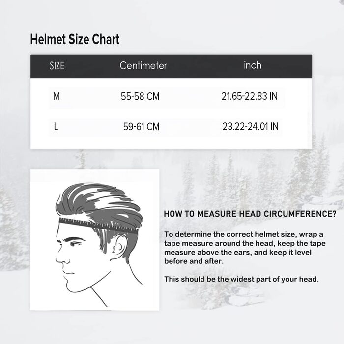 Лижний шолом, шолом для сноуборду для чоловіків, жінок та молоді, регульований шолом з системою вентиляції, знімні амбушури, легкий та ударостійкий для зимових видів спорту, розмір M, чорний
