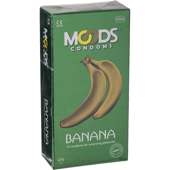 Презервативи MOODS Banana - 12 презервативів зі смаком банана для несподівано чуттєвого задоволення