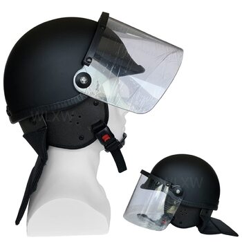 Тактичний шолом WLXW для боротьби з масовими заворушеннями з прозорим козирком (сталева сітка), захисне спорядження SWAT, страйкбол, пейнтбол, бойовий, косплей, чорний 1