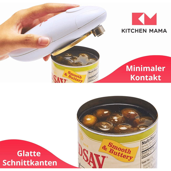Електричний консервний нож Kitchen Mama - консервний нож з функцією старт і стоп, гладкі краї, ергономічний, зручний для рук, ідеально підходить для людей з артритом, компактний бездротовий дизайн - червоний автомобіль - червоний