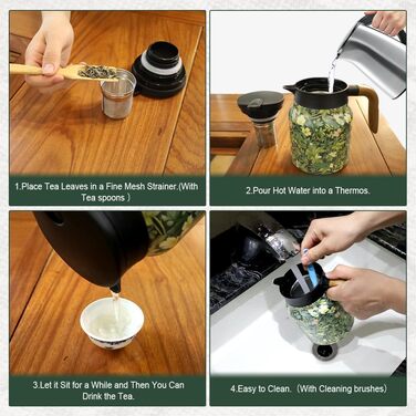 Термос 1000 мл з чайним інфузером, вінтажний квітковий візерунок для чаю, термос з вінтажним квітковим візерунком, вакуумний чайник, підігрівач для кави з квітковим візерунком для гарячих напоїв