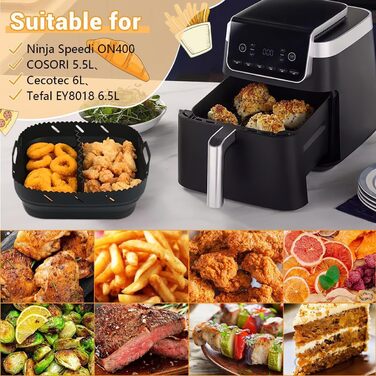 Аксесуари для фритюрниці Viriech із силіконовою формою, аксесуари для багаторазової фритюрниці з 8 частин Силіконова форма для фритюрниці з шампурами Масляна щітка Затискач проти опіків для фритюрниці