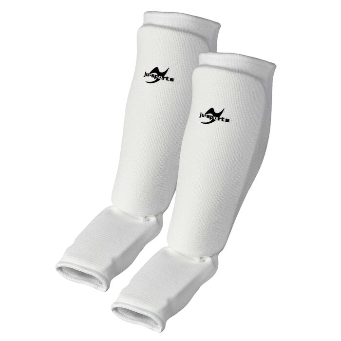 Захисні щитки для гомілок, білі, бавовняні Захисні щитки для багатьох бойових мистецтв Еластичні та пральні захисні щитки для гомілок