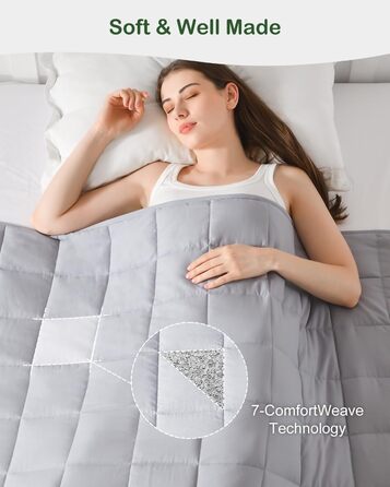 Обтяжена ковдра Sivio для дорослих 6 кг, дихаюча обтяжена ковдра, м&39який матеріал зі скляними намистинами для всіх сезонів, диван-ліжко, 135 x 200 см, сірий 135 x 200 см-6 кг сірий