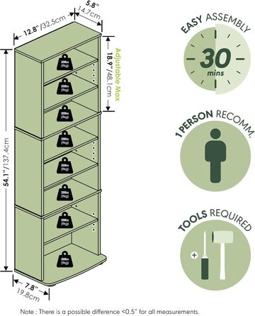 Компактна мультимедійна вежа для зберігання Furinno JAYA, біла
