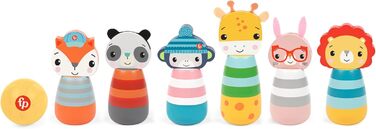 Дерев&39яні кеглі Fisher-Price 173A, підходять для гри в приміщенні та на вулиці, для дітей віком від 3 років
