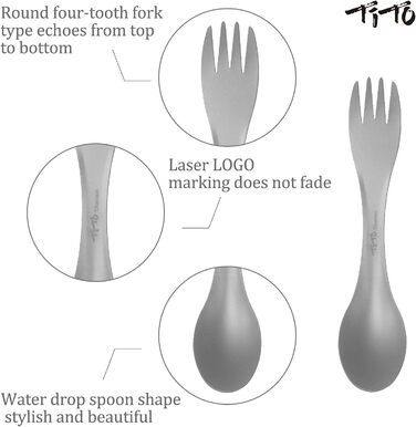 В-1 ложка-виделка, 2-в-1, легкі столові прибори для кемпінгу, подорожей, походів та пікніків на свіжому повітрі, 2 предмети (2-в-1) 2-в-1, 2-в-1, упаковка з 2 шт., 2-