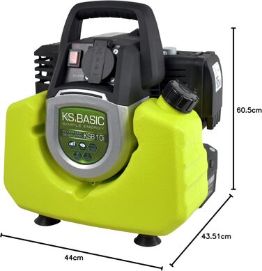 Інверторний генератор KSB 10i, генератор потужністю 1000 Вт, електронне перетворення електричної енергії, аварійний генератор живлення для чутливих електроприладів, двигун Euro 5, розетка Schuko 230 В, клас захисту IP23M, Blue 10i