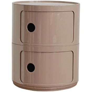 Кругла тумбочка для ліжка, контейнер з 2/3/4 відділеннями, сучасна тумбочка з шухлядами та розсувними дверима, для спальні, багаторівнева пластикова тумбочка, модуль для зберігання, комод кольору кмину, 2 рівні, 2/3/4