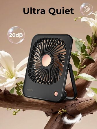 Настільний вентилятор Акумулятор USB Fan 3000 Батарея Надтихий 20 дБ Маленький портативний вентилятор 3 швидкості Міні-вентилятори Тихі з подарунковою упаковкою для макіяжу Додому Подорож Чорне золото