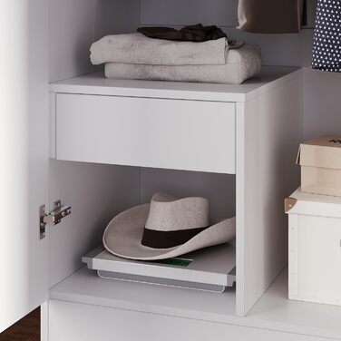 Шафа SONNI з дзеркальними дверима білого кольору, універсальна 2-дверна шафа для вашої спальні, 76 см (Ш) x 47 см (Г) x 180 см (В).