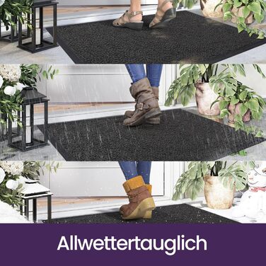 Килимок для вулиці DEXI, нековзний килимок для вловлювання бруду, миється та стійкий до атмосферних впливів, тонкий килимок для дверей, вхідний килимок, скребок для ніг для вхідних зон та зовнішніх майданчиків, 60 x 90 см, сірий