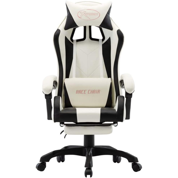 Геймерське крісло з підставкою для ніг, геймерське крісло, офісне крісло, стілець для столу, комп&39ютерне крісло, чорно-біла штучна шкіра - 287995